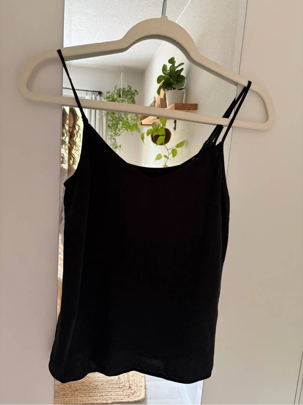 J Crew Women's Black Silk V-Neck Camisole Top